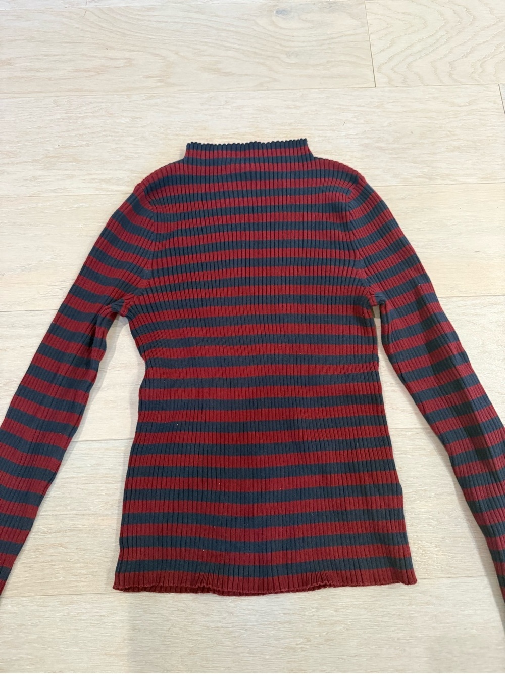 Madewell Striped Rib Knit Long-Sleeve Top - Red/Navy
